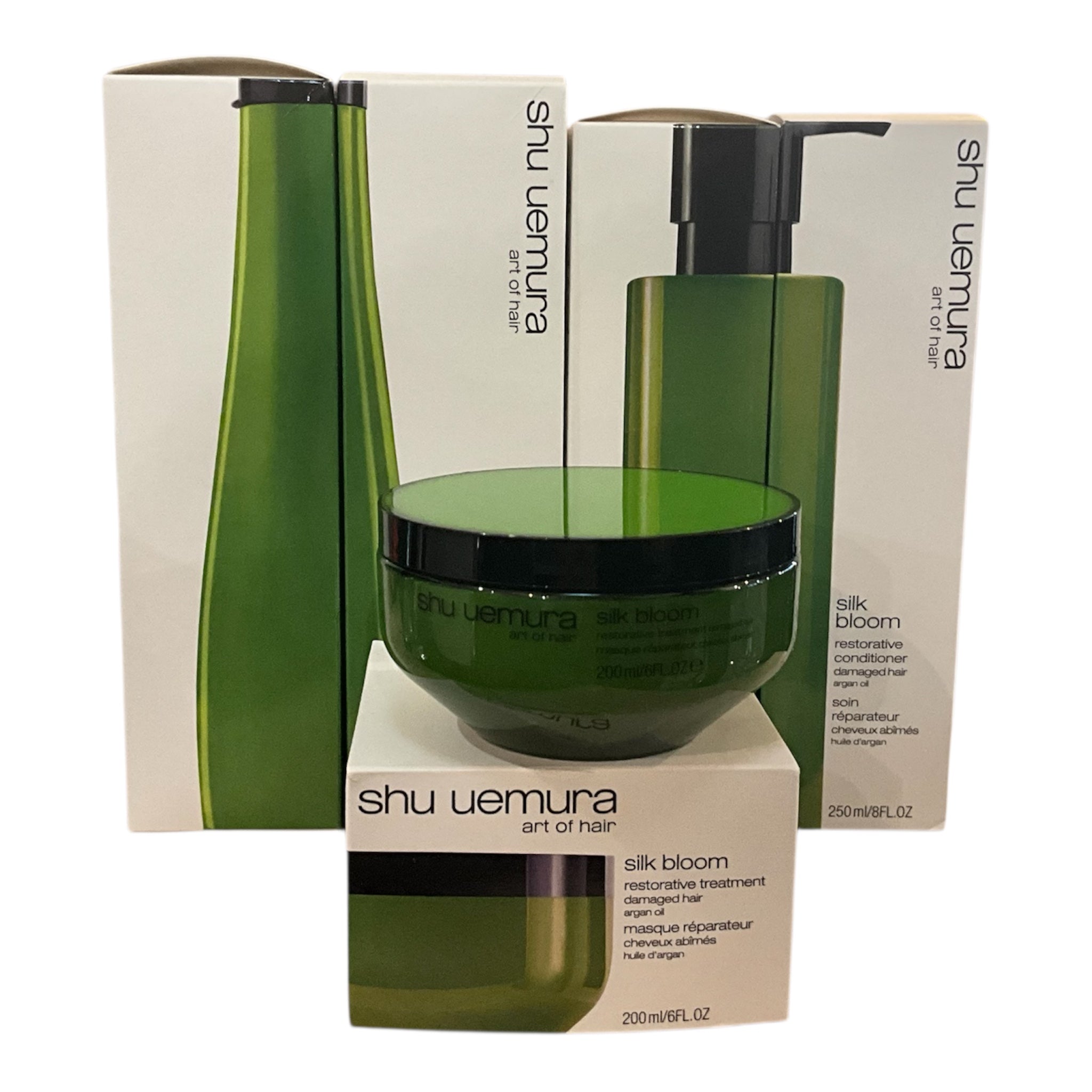 Coffret Silk Bloom – Routine Complète Réparatrice (Shampoing + Conditioner + Masque)